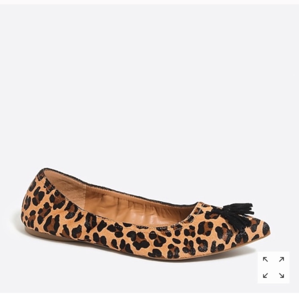 J. Crew | Calf Hair Leopard Print Tassel Flats 8.5